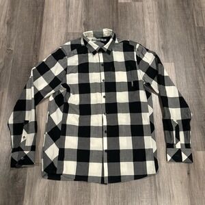 Icebreaker Shirt Mens M Black Gray Plaid Long Sleeve Button Down Merino Wool